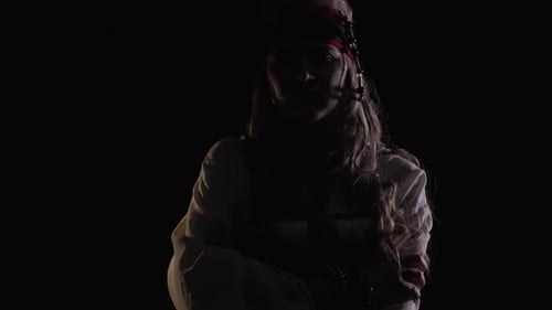 Woman in Pirate Costume with Blonde Hair