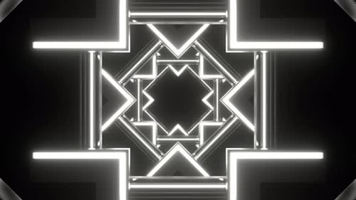 White Neon Light Abstract Shape Background Vj Loop In 4K