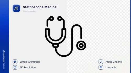 Animated Stethoscope Medical Icon Line Art