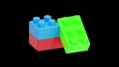 3D animation of three building blocks