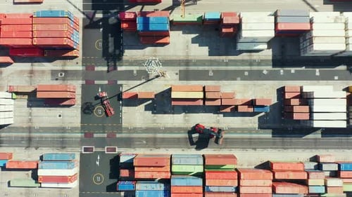 Truck And Loader Work In Container Port
