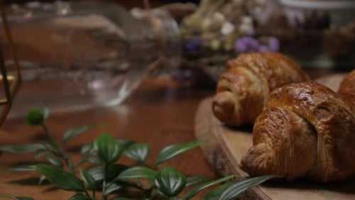 Flaky Croissant Morning Bakery Background