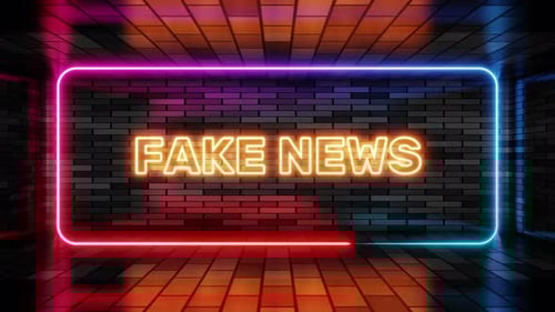 Fake News Neon Text Title Reveal on Brick Wall