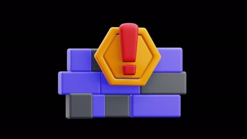 Modern 3D Firewall Exclamation Alert Icon Animation