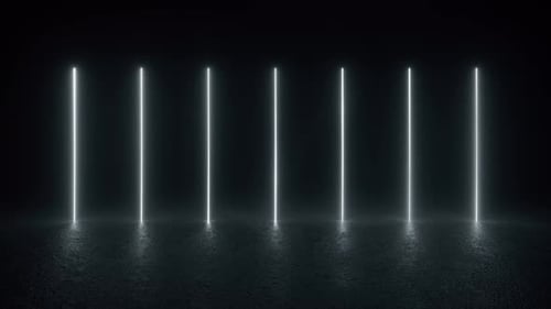 Row of White Neon Lights on Black Background