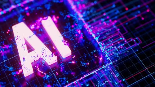 Unité centrale de traitement d'intelligence artificielle Animation Noyau d'informatique quantique avec flux de données et