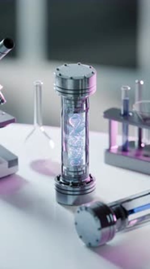 Animated DNA Helix in Futuristic Lab Capsule