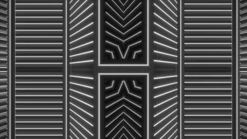 Las dinámicas luces de neón brillan en un túnel arquitectónico futurista