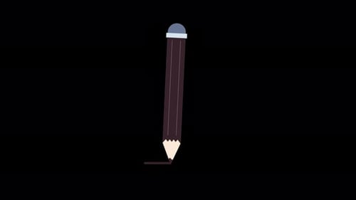 Pencil Draws a Line in the City 2D Animation Alpha Channel 4K