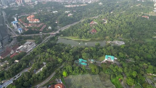 Aerial Botanical lake garden