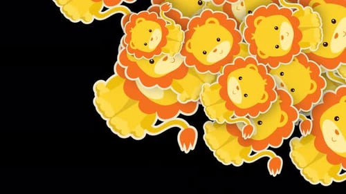 Animated Flat Design Lions Reveal Transition