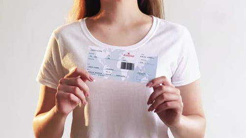 Boarding Pass International Flight Passenger Hands
