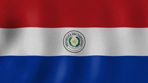 Seamless Loop of Waving Paraguay Flag with Realistic Fabric Texture