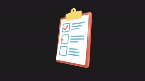 Modern 3D Animated Checklist Icon on Clipboard
