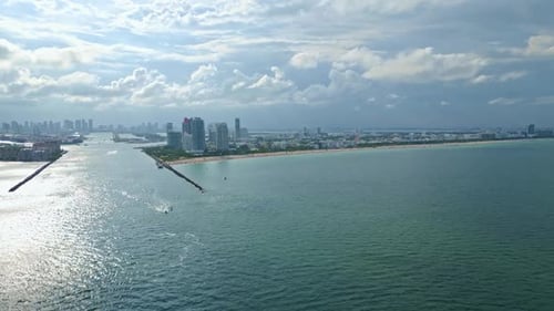 Aerial Shot of the of Miami Beach During a Bright Sunny Day Miami Beach Wonderful Aerial View of