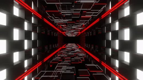 Red And White Fantastic Corridor Movement Background Vj Loop In 4K