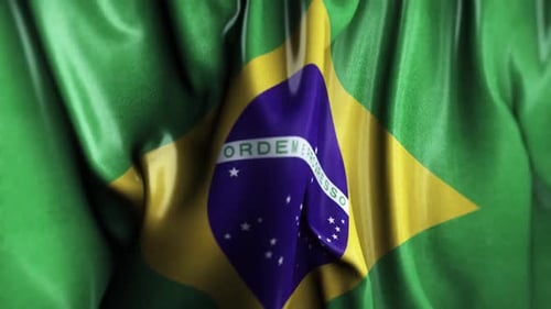 Waving Brazil National Flag Realistic Loopable Animation