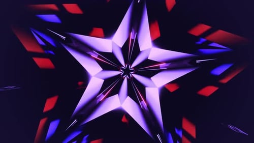 Violetter Stern leuchtet hell mit rotem und blauem Hintergrund