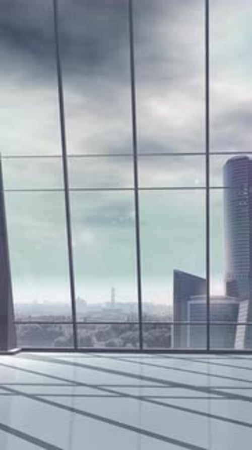 Interactive Cloud Platform Infographic on a Laptop in a Highrise Office