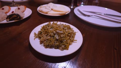 Appetizers on plates on a table