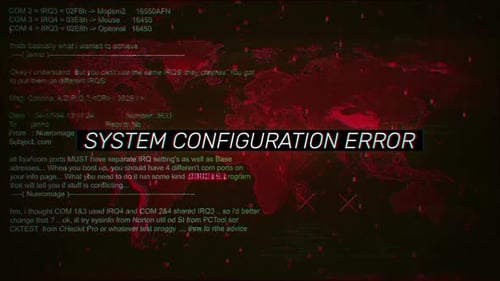 Texto de advertencia de error de configuración del sistema en la pantalla de fondo de hackeo
