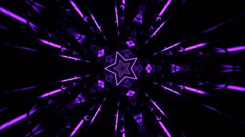 Purple Neon Fast Star Shaped Tunnel Background Vj Loop In 4K