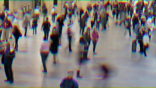 Pedestrians Commuting on Crowded Street in Rush Hour Traffic
