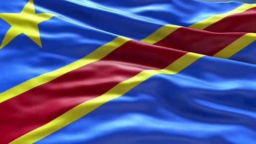 Realistic Democratic Republic of Congo Flag Waving Loop