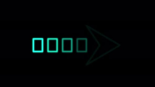 Animation of Blue Neon Arrow Pointing Right on black background