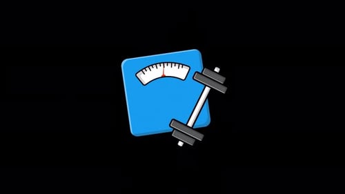 Appareil de musculation animé avec haltère. Vidéo sur le concept d'objectif de poids - Transparente