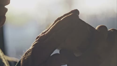 Rough Fingers Old Carpenter Check the Board Before Starting Work in the Studio