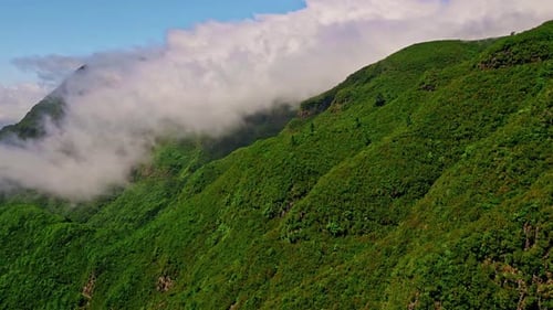 Clouds Covering Mountain Hills Landscape Create Scenic Wilderness Aerial View