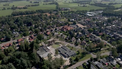 Aerial of beautiful small rural town