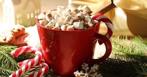 Marshmallow Cocoa Treats with Candy Canes for Christmas