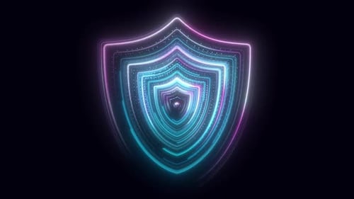Futuristic Neon Shield Tunneling Animation Loop