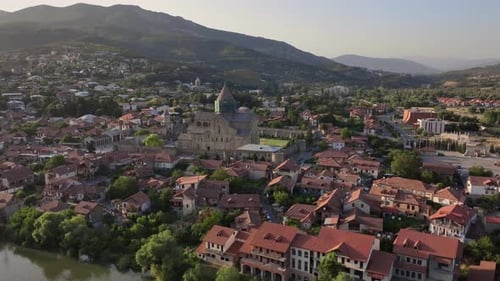 Panoramic Views Of Mtskheta From The River Side