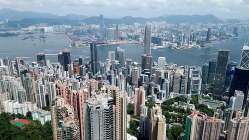 Hong Kong View on Metropolis Cityscape of China City or HK Town