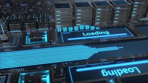 Futuristic Data Processing And AI System Network Animation