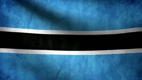 Waving Botswana Flag with Grunge Texture Animation