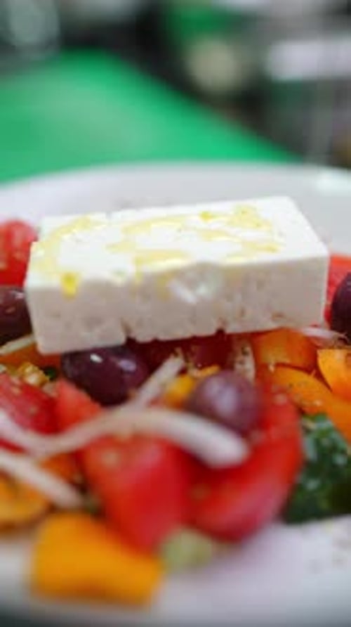 Close Up of Fresh Salad with Feta Cheese