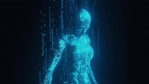 Futuristic AGI AI Robot Humanoid Digital Data Concept