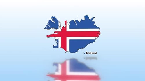 3D Animated Map of Iceland with National Flag Reveal
