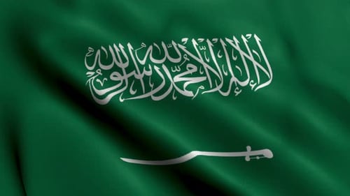 Flagge Saudi-Arabiens. Winkende Flagge aus Stoff mit Satinstruktur von Saudi-Arabien, 3D-Illustration