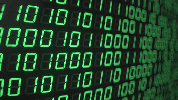 Digital binary computer code. LED seven segment display. Abstract ...