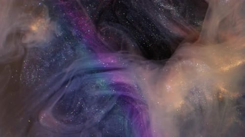 Defokussierte glänzende Tinte, Glitter, Regenbogen, Wolke, Wasser