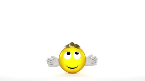 3D Animated Happy Yellow Character Smiling and Waving