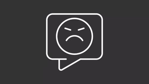 Animated Angry Emoji in Speech Bubble Line Art Loop