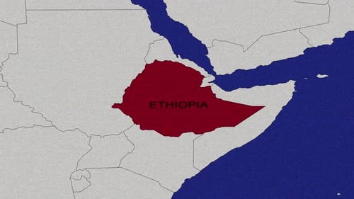 World Map Zoom and Ethiopia Country Highlight Animation