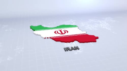 Rotating 3D Map of Iran with National Flag