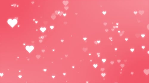 White Floating Hearts Romantic Particle Background